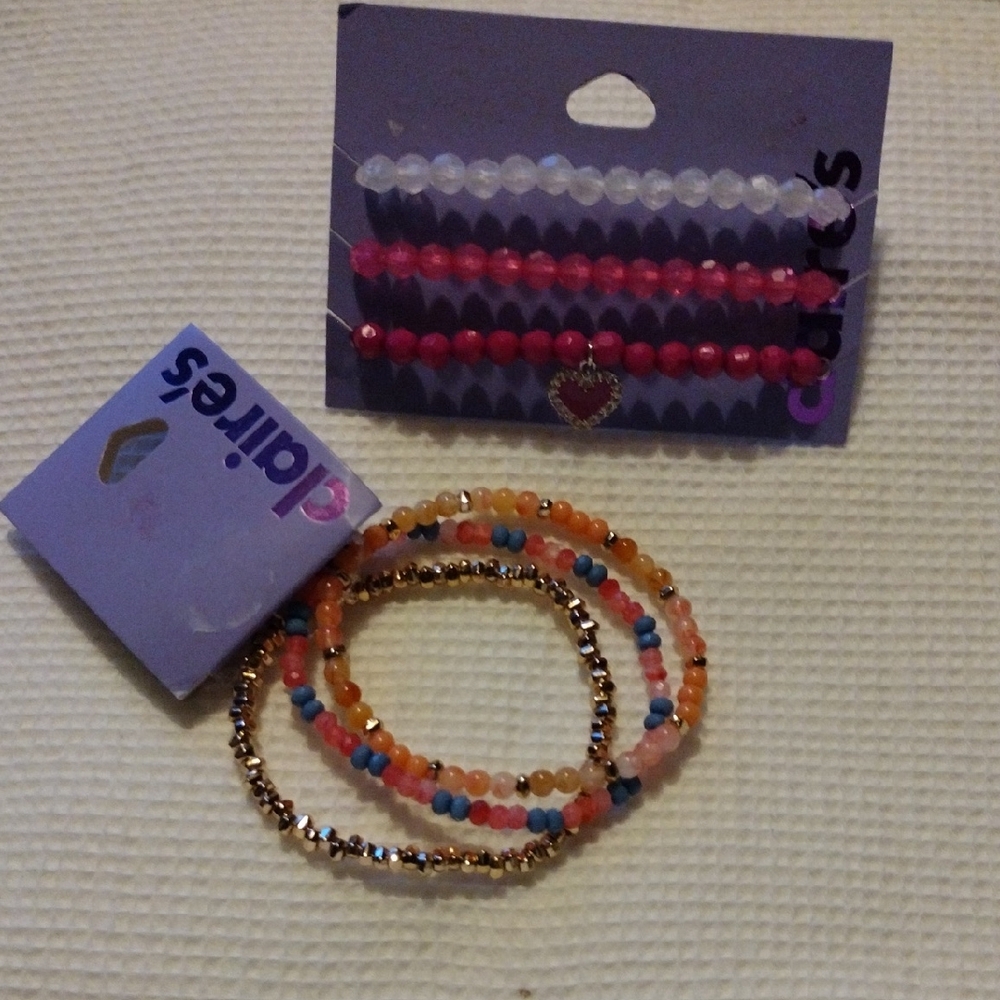 Claire's,6,Colorful Beaded,Elastic, Bracelet Set